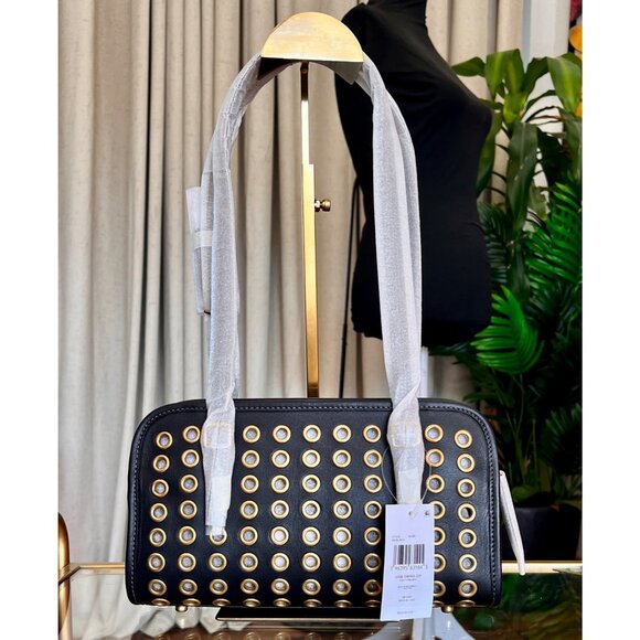 NEW WITH TAGS!!!  Coach Black and Gold Swinger Handbag with Gold grommets. - Picture 1 of 15